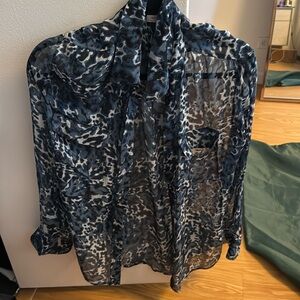 Equipment blue silk button down